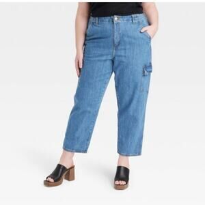 Universal Threads Mid Rise Boyfriend Cargo Straight Leg Jeans Size 17R
